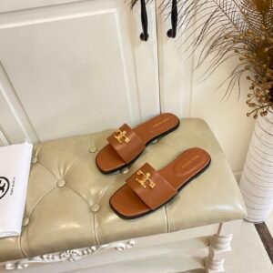 Tory Burch Brown标志滑鞋